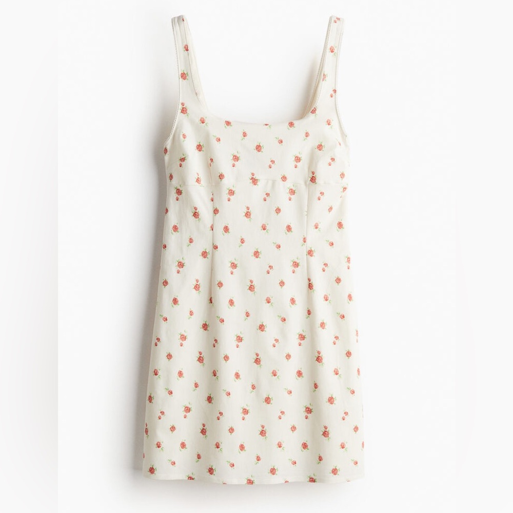 NWT H&M Cream Rose Print Mini Dress